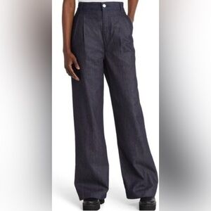 NWOT Frame High Rise Pleated Wide Leg Jeans size 28